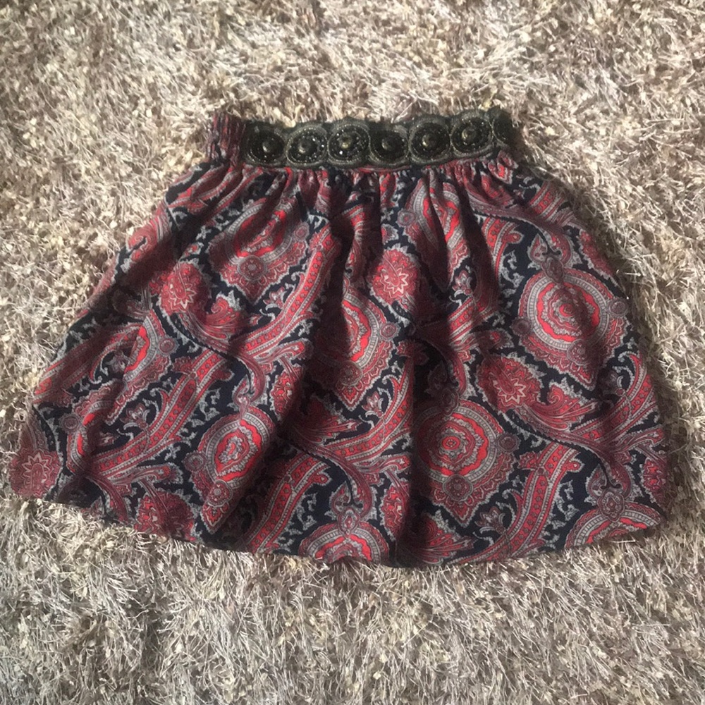NWT Francesca's paisley skirt w/embellishment